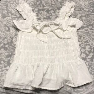 White Ruffled Sleeveless Top